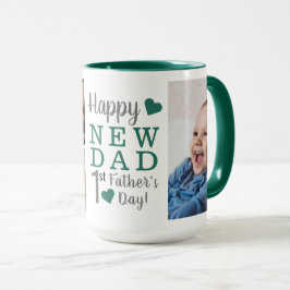 Glücklicher erster Vater's Day New Dad 5 Foto Grün Tasse