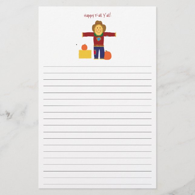 Glücklicher Fall Sie: Vogelscheuche gezeichnetes Briefpapier (Vorderseite)