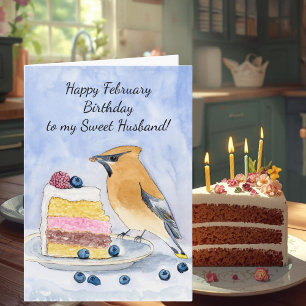 Glücklicher Februar-Geburtstag Zedernseidenschwanz Karte