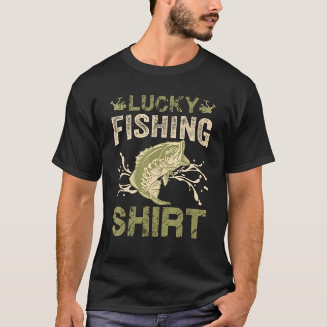 Glücklicher Fischfang Vintag Fischfang T-Shirt (Vorderseite)