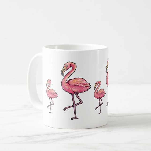 Glücklicher Flamingo Kaffeetasse (Vorderseite Links)