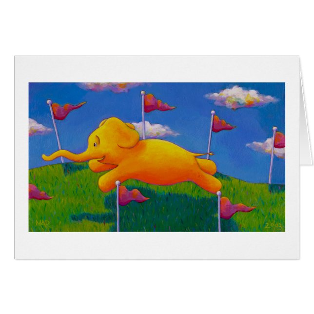 Glücklicher Fliegengelbelefant gewinnt die (Vorderseite (Horizontal))