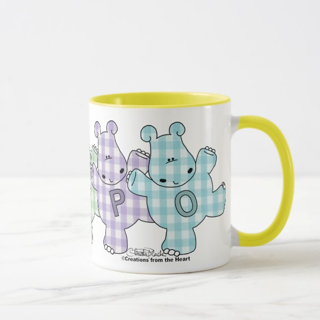 Glücklicher Flusspferdpastellgingham Tasse (Rechts)