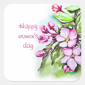 Glücklicher Frauentag Quadratischer Aufkleber