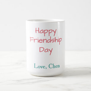 Glücklicher Freundschaftstag rote blaue Liebe Name Kaffeetasse