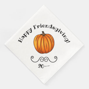 Glücklicher Friendsgiving Kürbis einfach Serviette