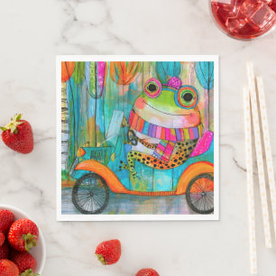Glücklicher Frosch Fröhliches Straßenabenteuer Serviette