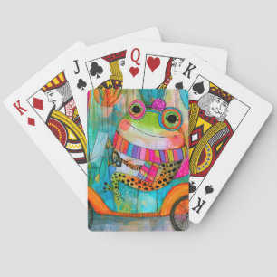 Glücklicher Frosch Fröhliches Straßenabenteuer Spielkarten