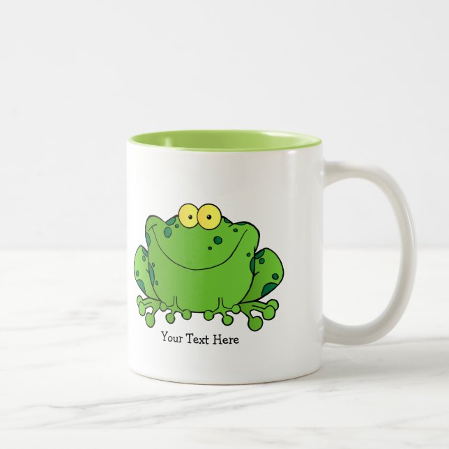 Glücklicher Frosch (personalisiert) Zweifarbige Tasse (Rechts)