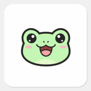Glücklicher Frosch – Süße Kawaii-Illustration Quadratischer Aufkleber