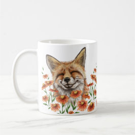 Glücklicher Fuchs in Helenium-Blume Kaffeetasse