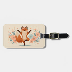 Glücklicher Fuchs mit Blumen – Niedliche, verspiel Gepäckanhänger
