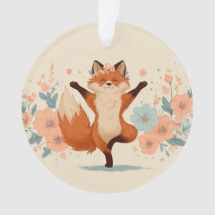Glücklicher Fuchs mit Blumen – Niedliche, verspiel Ornament
