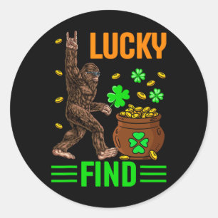Glücklicher Fund Bigfoot Frohen St Patricks Tag Sh Runder Aufkleber