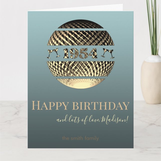 Glücklicher Geburtstag 1954 Gold 70. Karte (Vorderseite)