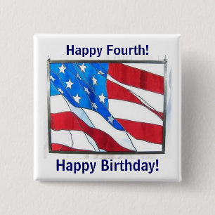 Glücklicher Geburtstag 4th-of-July! Button