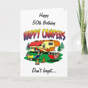 GLÜCKLICHER GEBURTSTAG *50.* BIS *DER CAMPER* IN I KARTE