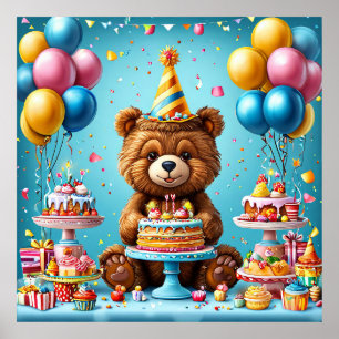 Glücklicher Geburtstag Bär Kinder Feier Dekoration