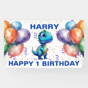 GLÜCKLICHER GEBURTSTAG BLAU T REX Banner