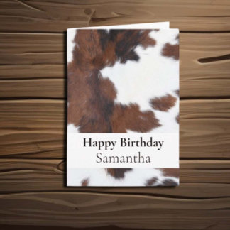 GLÜCKLICHER GEBURTSTAG BROWN COWHIDE KARTE