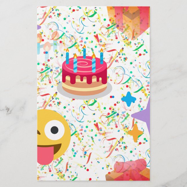 glücklicher Geburtstag Emoji Briefpapier (Vorderseite)