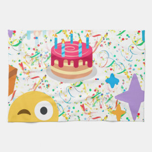 glücklicher Geburtstag Emoji Geschirrtuch