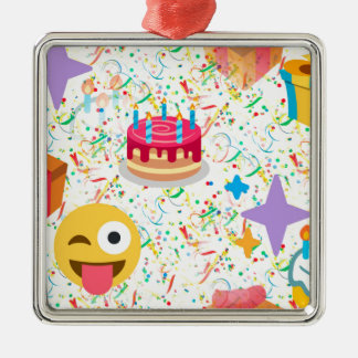 glücklicher Geburtstag Emoji Ornament Aus Metall