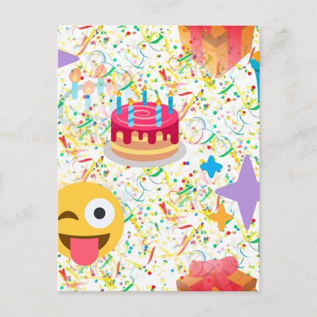 glücklicher Geburtstag Emoji Postkarte (Vorderseite)