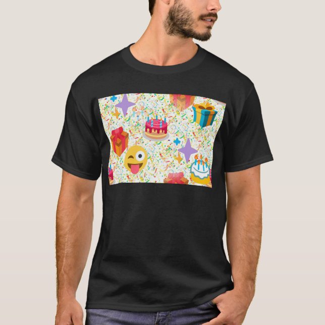 glücklicher Geburtstag Emoji T-Shirt (Vorderseite)
