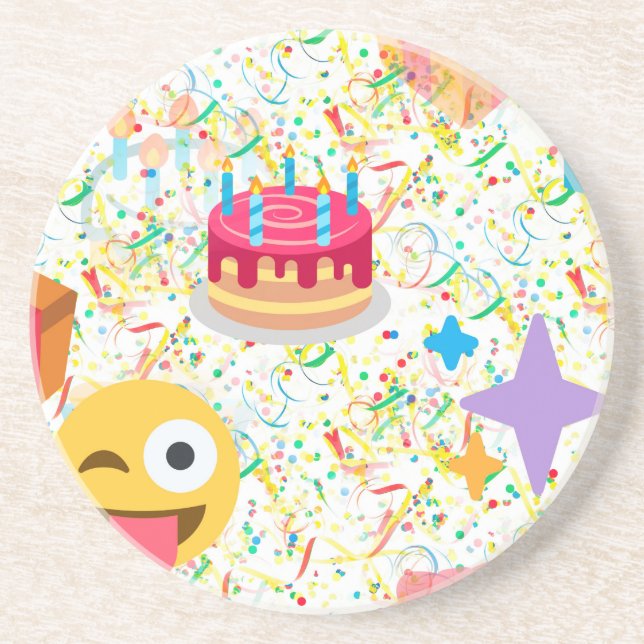 glücklicher Geburtstag Emoji Untersetzer (Vorne)