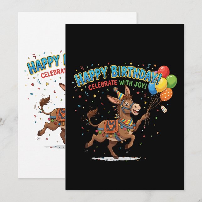 Glücklicher Geburtstag Esel-Feier Einladung (Vorne/Hinten)