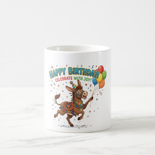 Glücklicher Geburtstag Esel-Feier Kaffeetasse (Mittel)