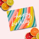 GLÜCKLICHER GEBURTSTAG Farbenfrohe Cool & Fun Rain Postkarte (Colorful rainbow stripes custom happy birthday postcard)