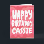 GLÜCKLICHER GEBURTSTAG farbenfrohe, hellrosa Strei Karte<br><div class="desc">Handgemachte Karte für Sie! Passen Sie Ihren eigenen Text auf der Vorderseite und innerhalb der Karte an. Karo meinen Shop für viel mehr Farben und Designs!</div>