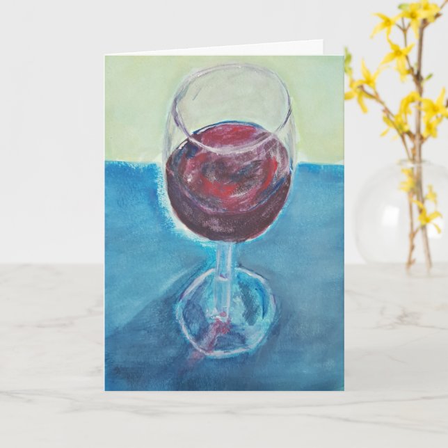 Glücklicher Geburtstag Glas Wein, Elegante Feier Karte (Gelbe Blume)