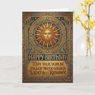 Glücklicher Geburtstag Golden Sun Celestial Boho Karte