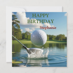 Glücklicher Geburtstag Golfing Ball Hitzewasser Karte