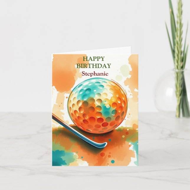 Glücklicher Geburtstag Golfing Ball Hitzewasser Karte (Vorderseite)