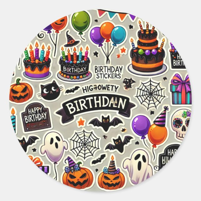 Glücklicher Geburtstag Halloween Aufkleber Tag (Vorderseite)