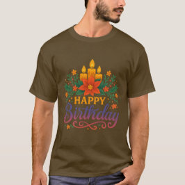 Glücklicher Geburtstag Kerze Basic Dark T-Shirt |