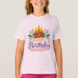 Glücklicher Geburtstag Kerzen Mädchen Basic T-Shir T-Shirt