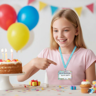 Glücklicher Geburtstag Kinderparty - Anpassbarer N Ausweis