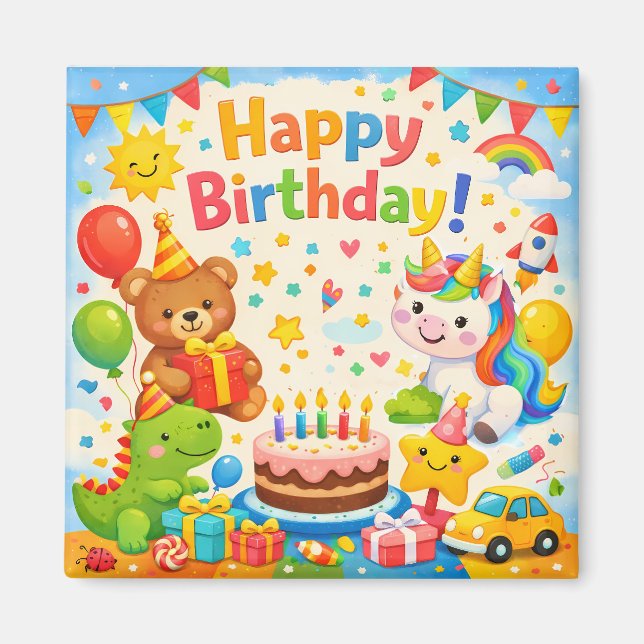 Glücklicher Geburtstag Kinderparty Magnet (Vorne)