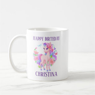 Glücklicher Geburtstag Mädchen personalisierter Na Kaffeetasse