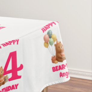 GLÜCKLICHER GEBURTSTAG Mädchen Teddybär 4. Geburts Tischdecke