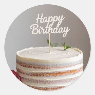 Glücklicher Geburtstag Minimal-Kuchen-Aufkleber Runder Aufkleber