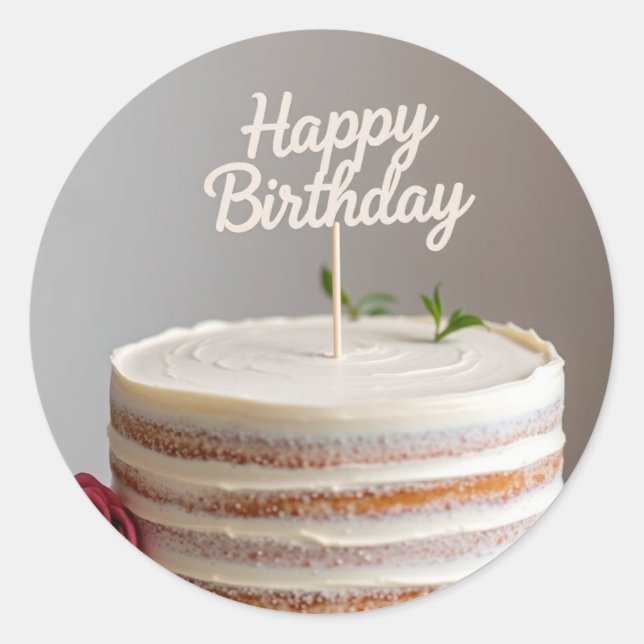 Glücklicher Geburtstag Minimal-Kuchen-Aufkleber Runder Aufkleber (Vorderseite)