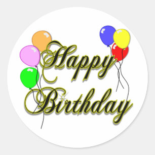Glücklicher Geburtstag mit Balloons 2 Runder Aufkleber