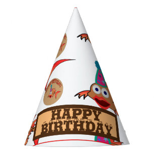 GLÜCKLICHER GEBURTSTAG MIT FISCH MIT HAT PATTER PARTYHÜTCHEN