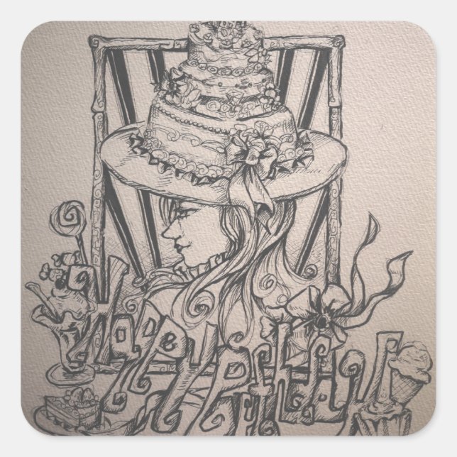 glücklicher Geburtstag Quadratischer Aufkleber (Vorderseite)